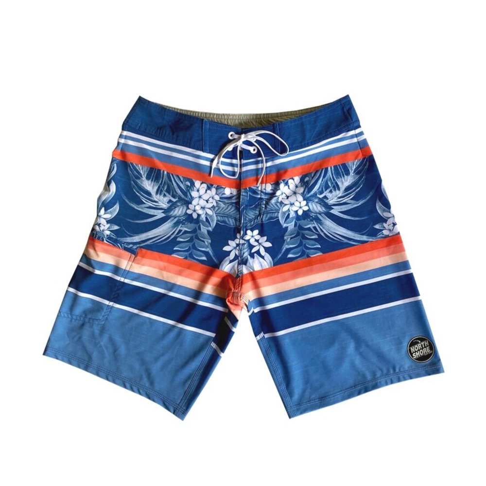 Floral Stripe Resort Board Shorts with key pocket (Size 31)